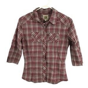 Y2K Fox Racing Plaid Button Up Shirt Small Grunge Moto Skater Top‎ NWT